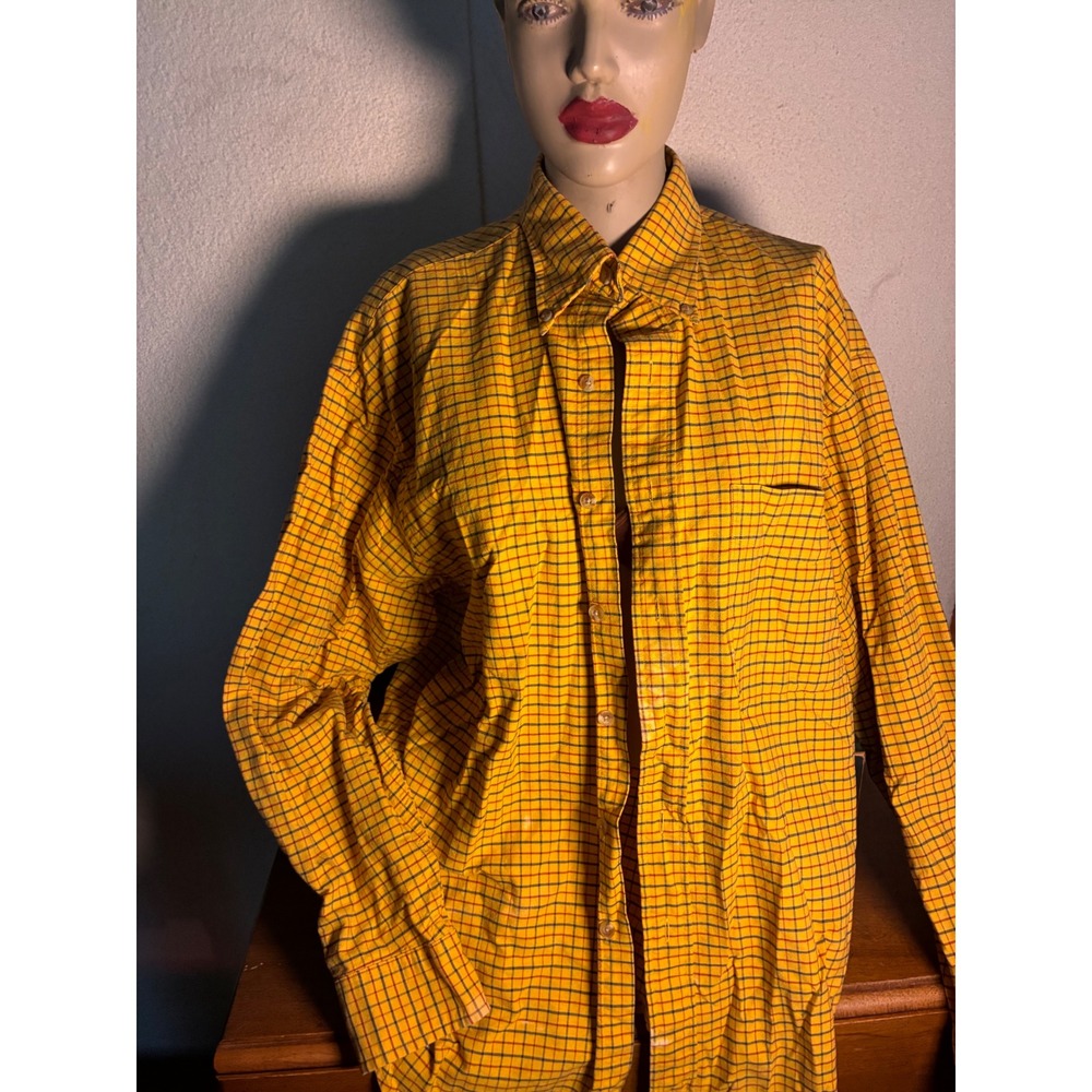 Gant Classic Oxford Shirt Mens XL Yellow Plaid Good Button Down Long Sleeve